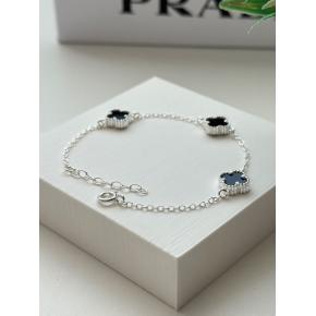 Pulseira Trevos Ônix em Prata 925